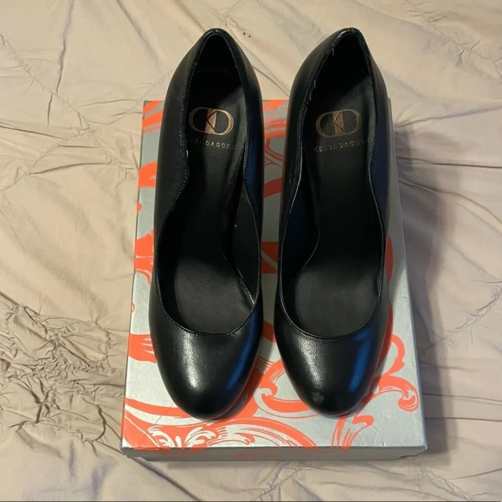 NEW Black Leather Pumps Heels‎ Lillian Size 7.5 Kelsi Dagger